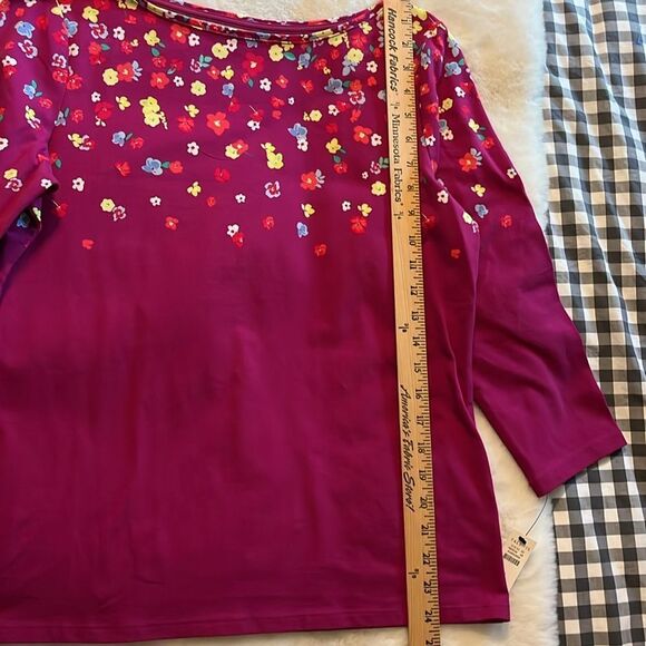 New! Talbots Cotton Bateau Neck Tee - Lovely Floral Size Medium - Picture 11 of 12